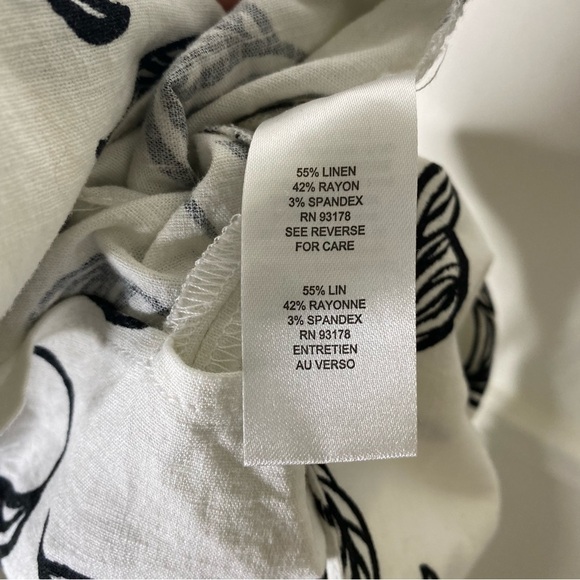 Tahari Linen Leaf Embroidered Sleeveless Stretch Jumpsuit Ivory/Black - Picture 7 of 8